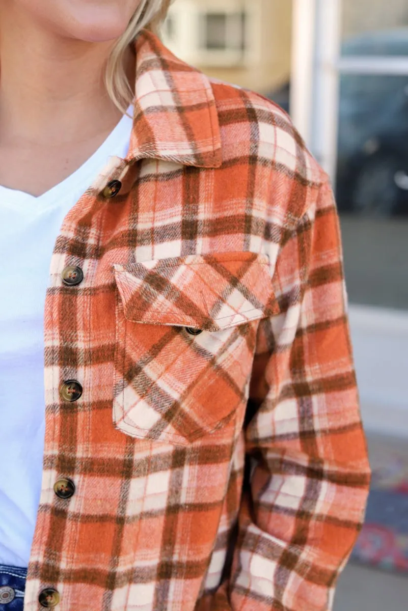 Plaid Orange Short Jacket