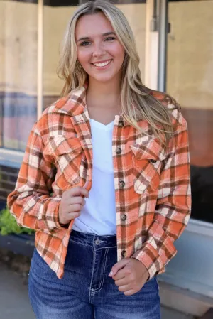 Plaid Orange Short Jacket