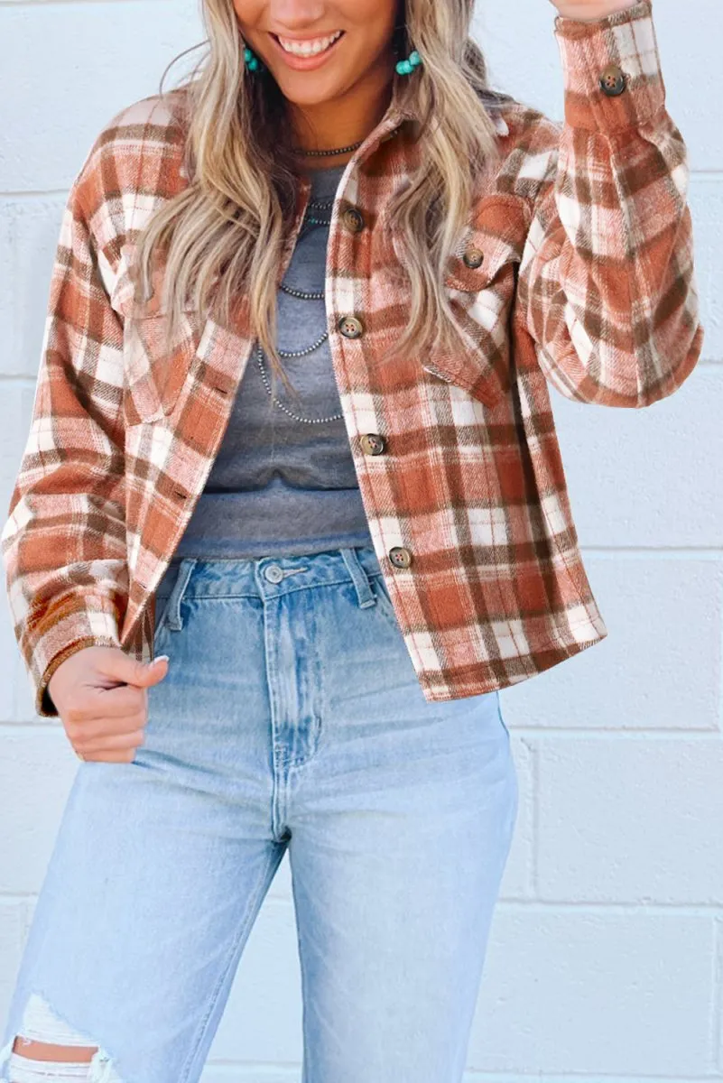 Plaid Orange Short Jacket