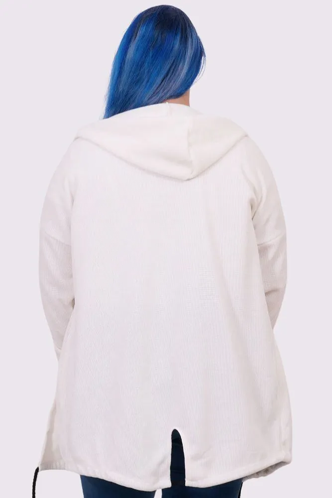 Plain Drawstring Hem Viscose Cardigan