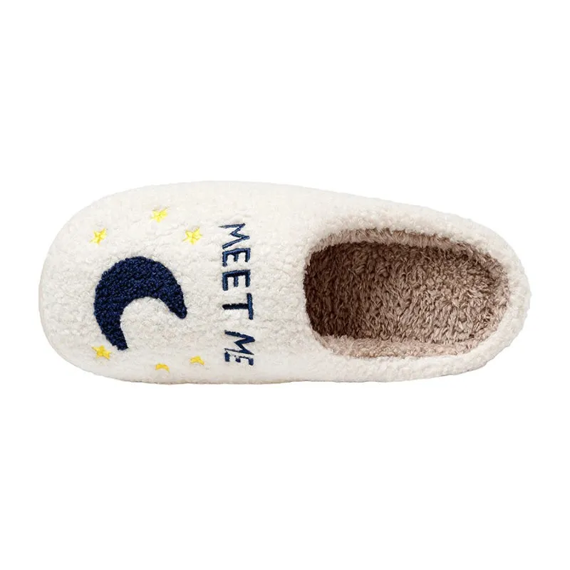 Plush Moon and Star Indoor Slippers