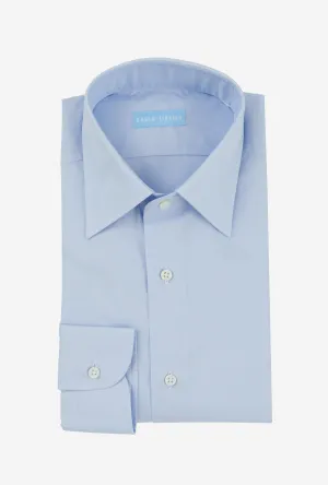 Point Collar Shirt Cotton Poplin Sky Blue