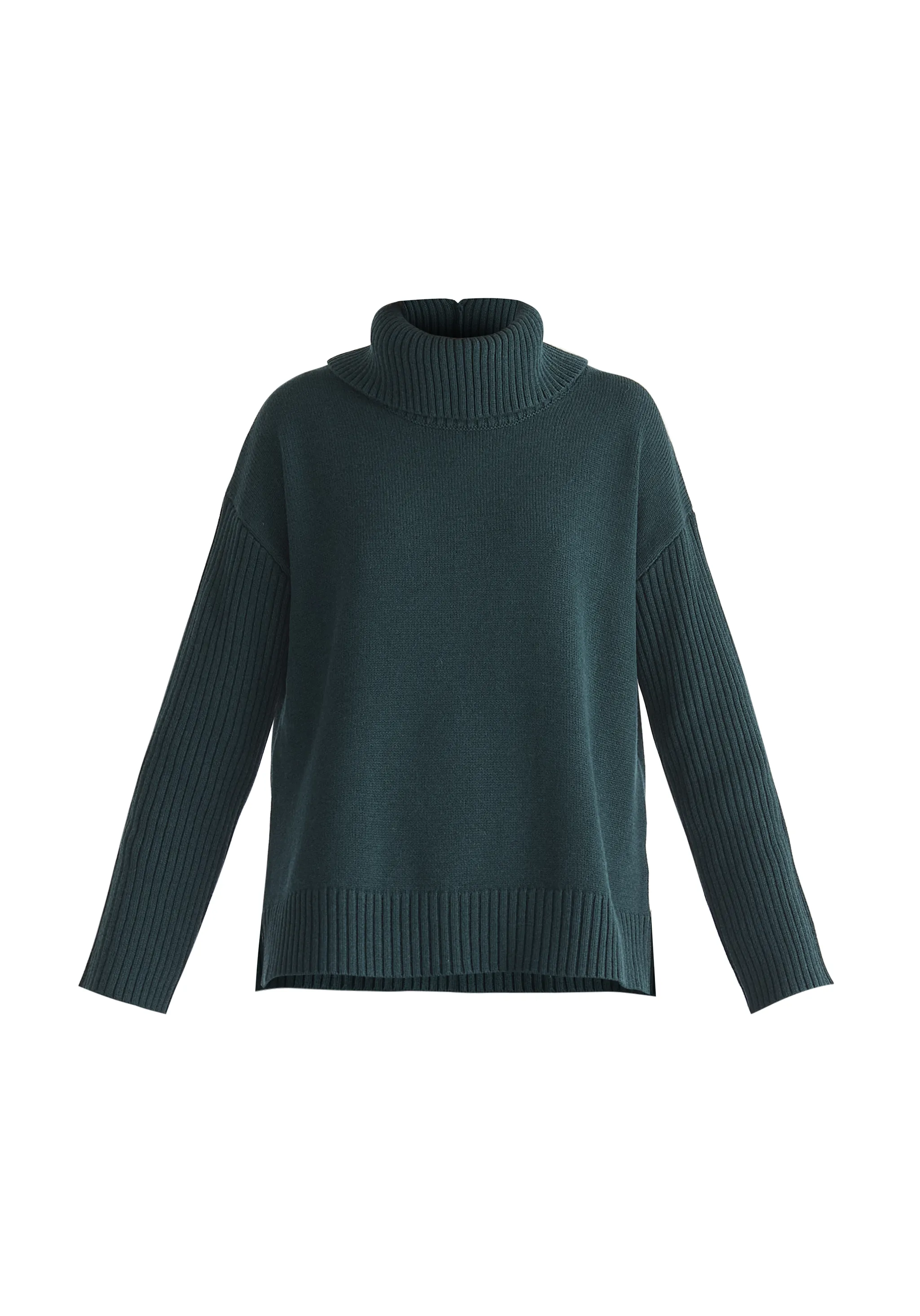 Polo Neck Jumper with Ribbed Details