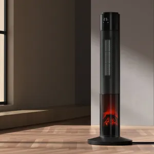 Rapid Heat Ceramic Tower Heater 2000W 3D Flame - Devanti