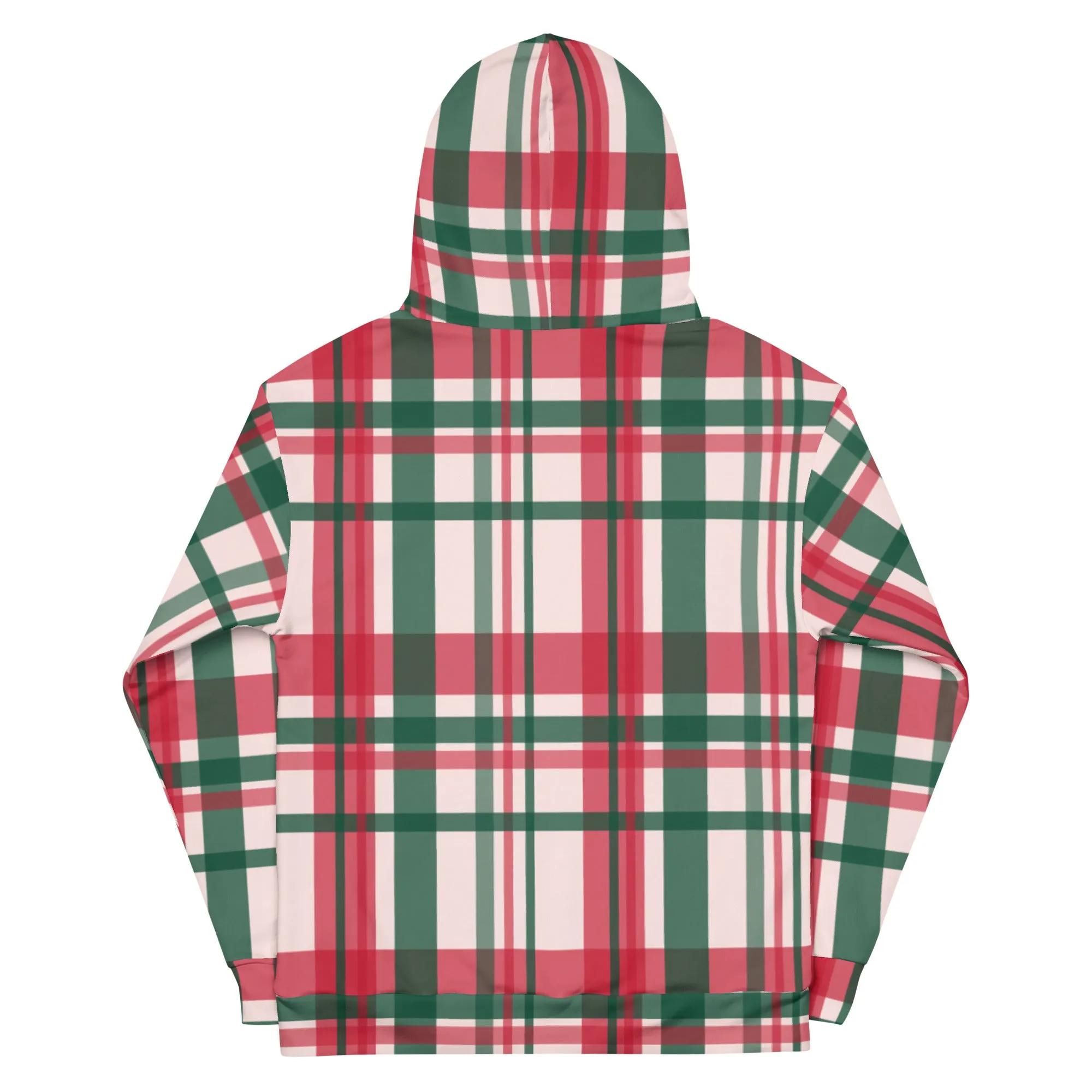 Red Green Plaid Print Hoodie, Plaid Print Unisex Soft Fleece Designer Hoodie- Made in USA/MX/EU