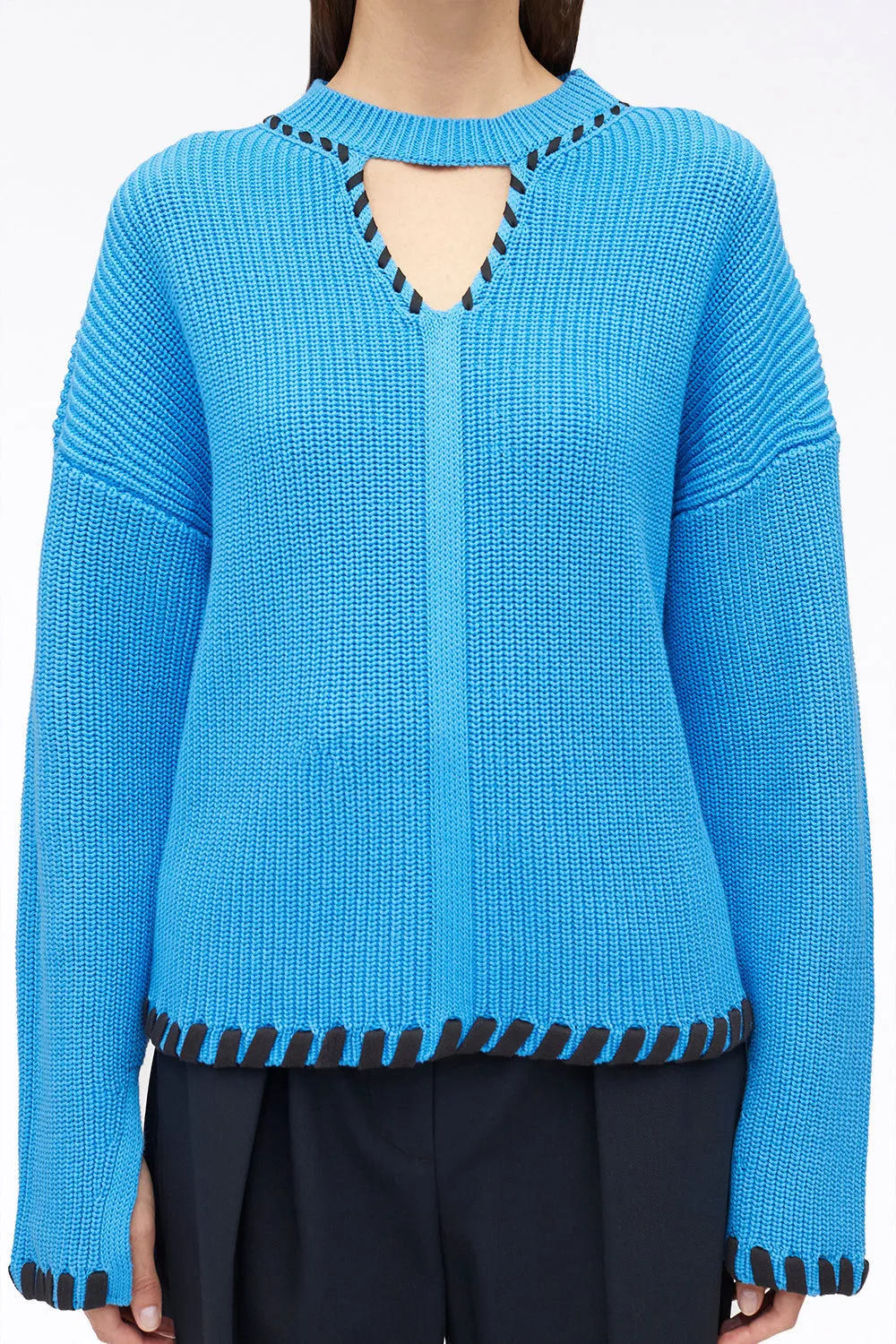 Ribbed V-Neck Jumper