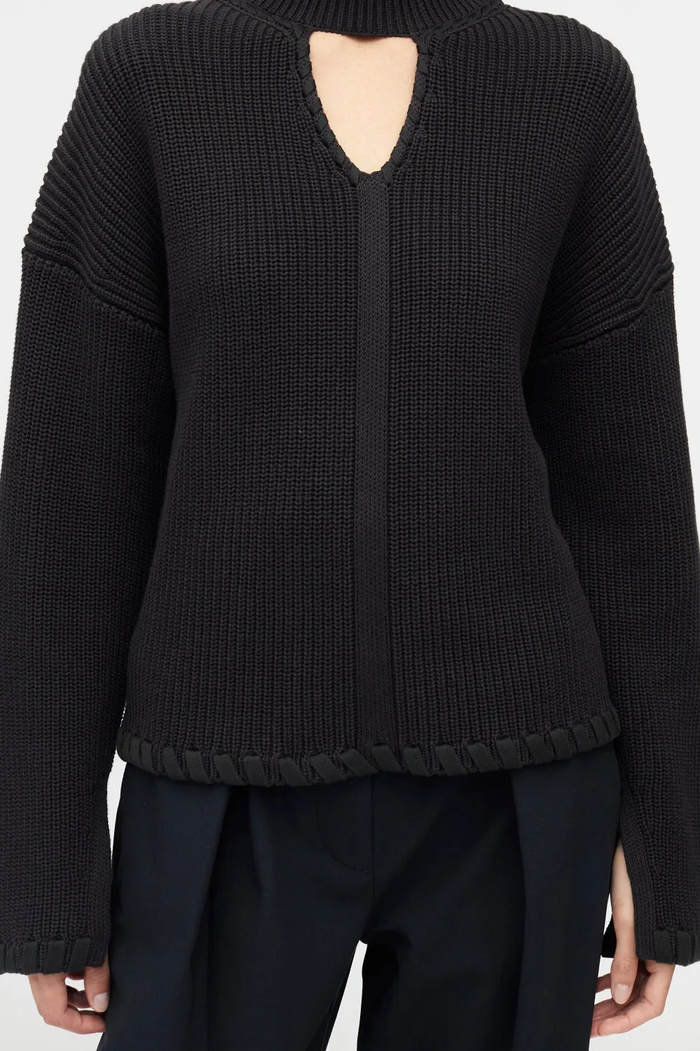 Ribbed V-Neck Jumper