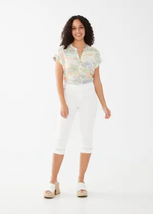 Rickrack Pull-On Capri Denim