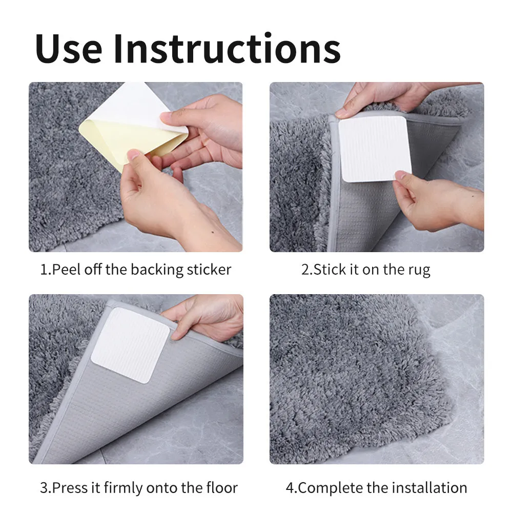 Rug Pad Gripper Non Slip Vacuum Tech Non Adhesive Area Rug Pad for Hardwood Floors or Tile Washable Cuttable Reusable 10x10cm 4 Pieces