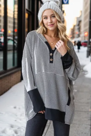 Run Around Town Black & White Oversized Top