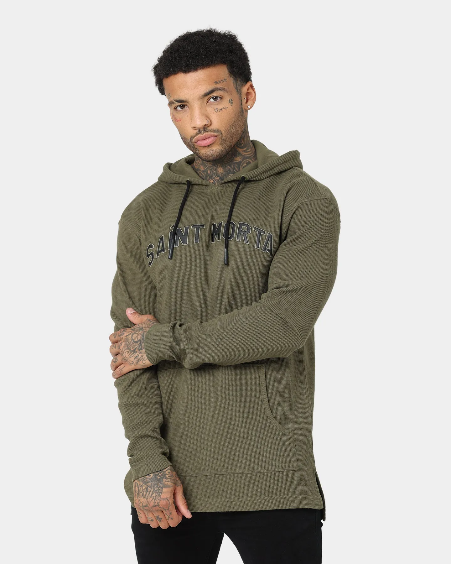 Saint Morta Kingdom Waffle Hoodie Army Green