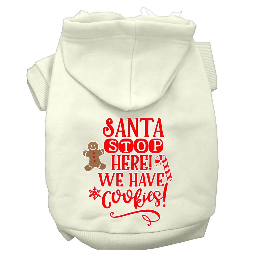 Santa, We Have Cookies Screen Print Dog Hoodie Cream Xxl