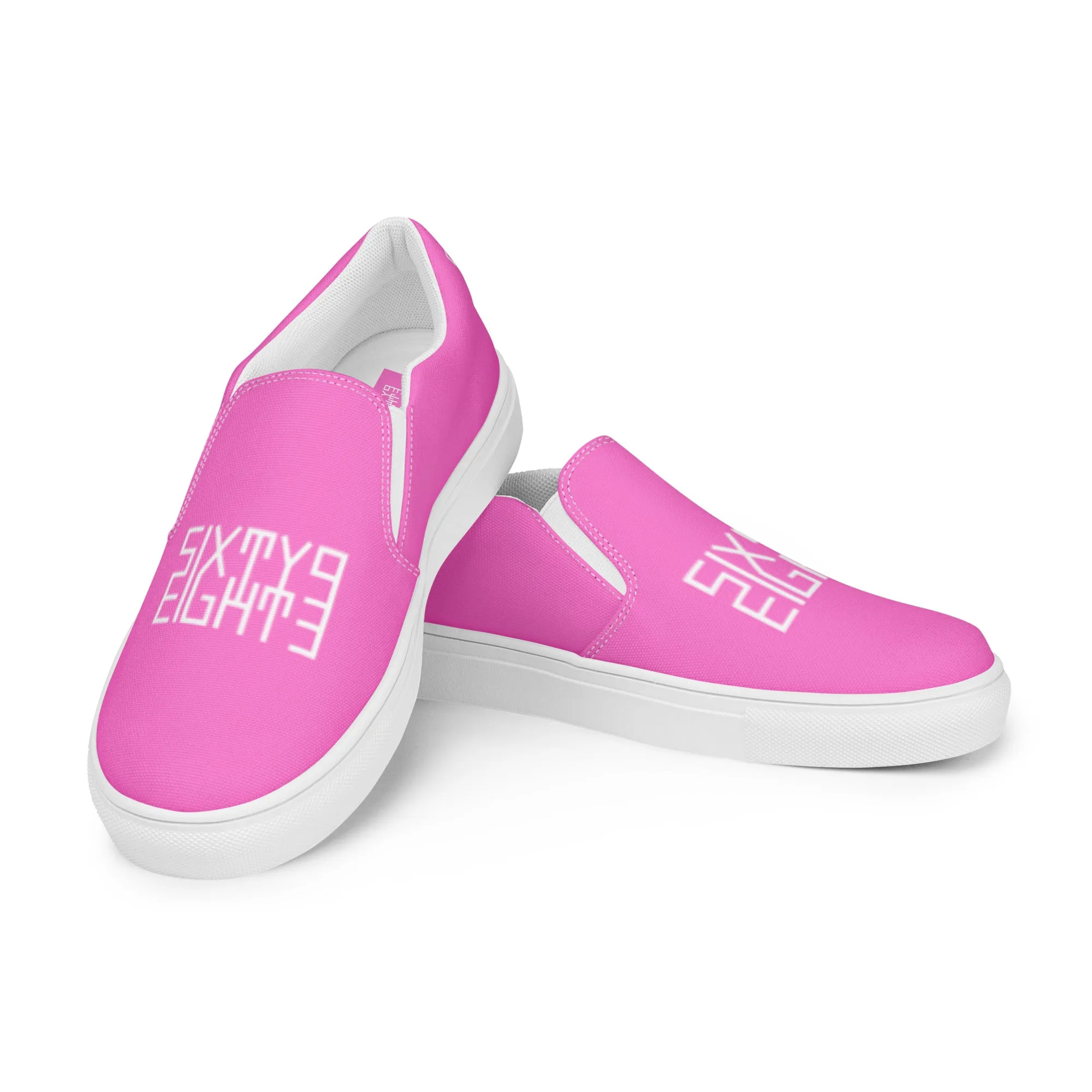 Sixty Eight 93 Logo White & Pink Women's Slip On Shoes