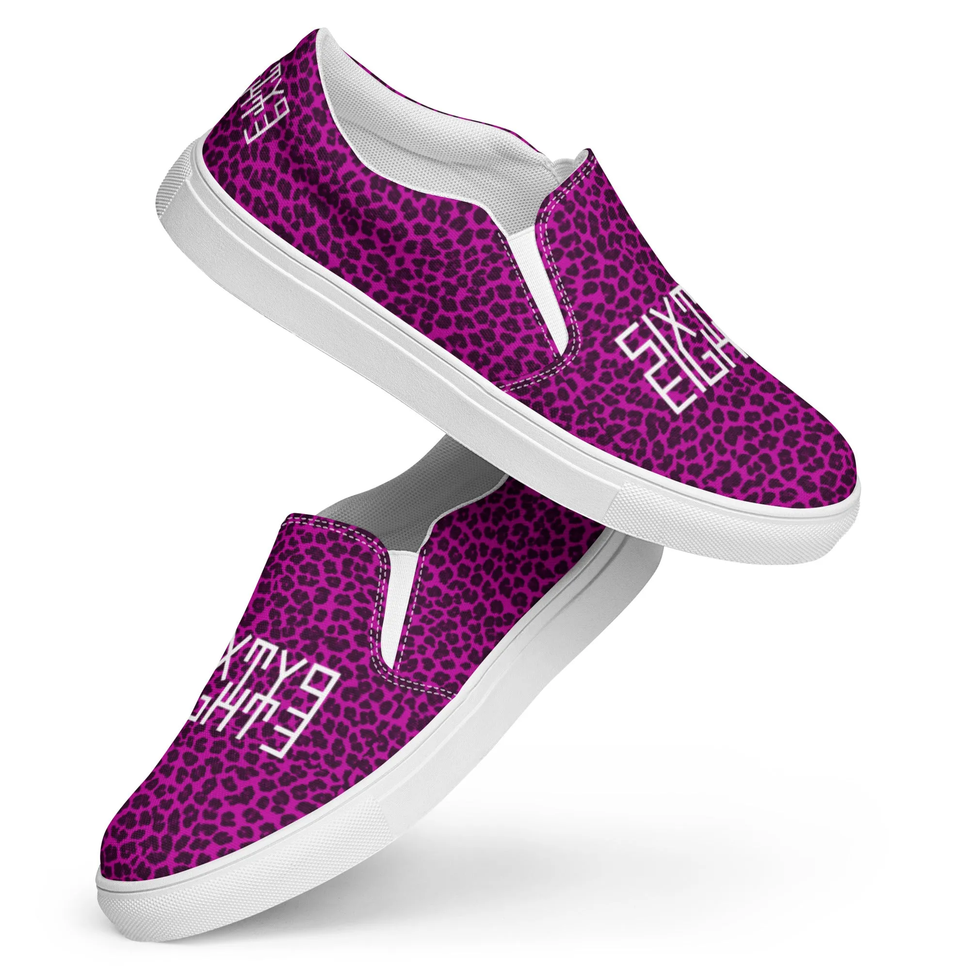 Sixty Eight 93 Logo White Cheetah Fuchsia Women's Slip On Shoes