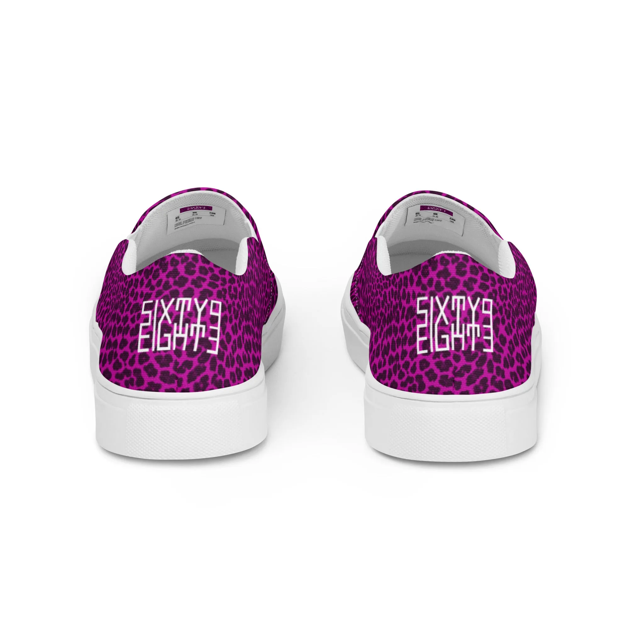 Sixty Eight 93 Logo White Cheetah Fuchsia Women's Slip On Shoes