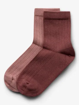 Socks 2-pack - Tween - Dusty Rose/Dark Rose