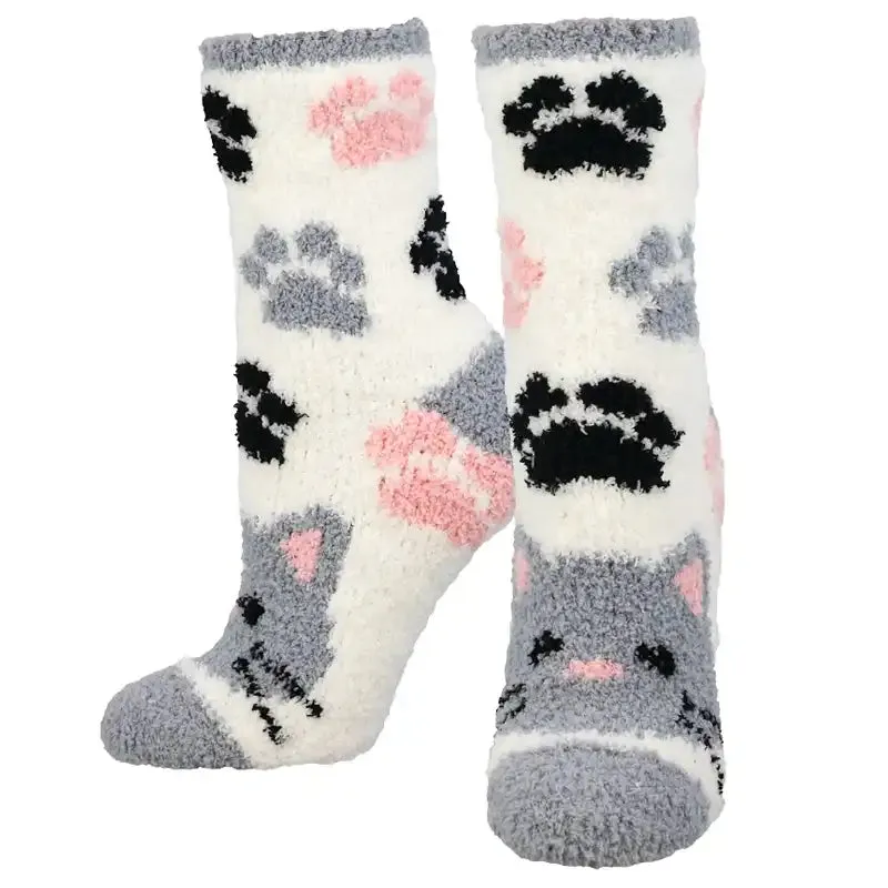 'Soft Kitty' Printed Plush Women's Socks