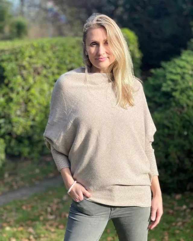 Soft Knit Asymmetric Jumper - Oatmeal