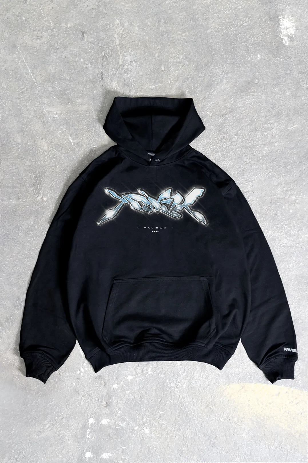 %SPACE BLACK SNAP BUTTON HOODIE%