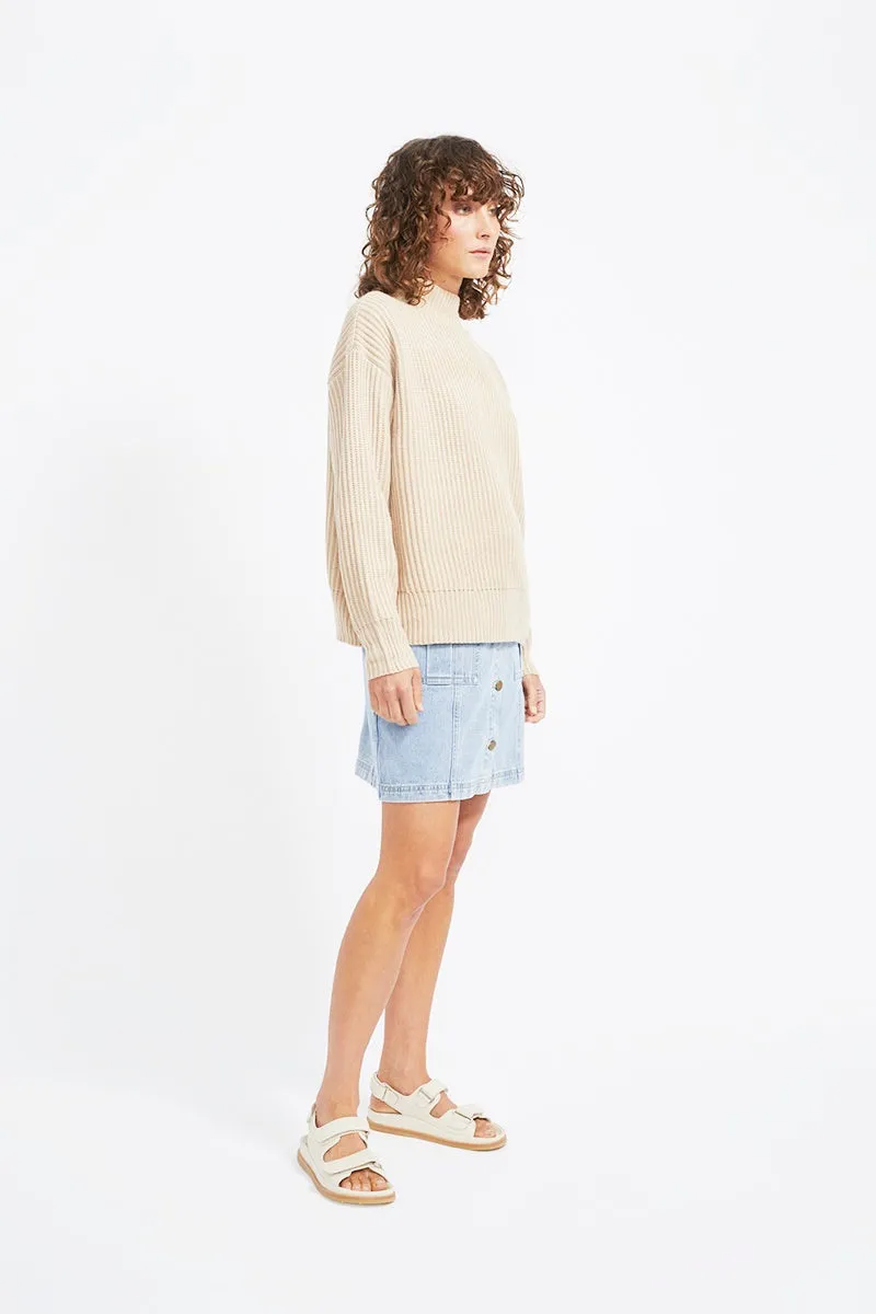 Staple - Oracle Rib Knit Jumper - Natural Marle