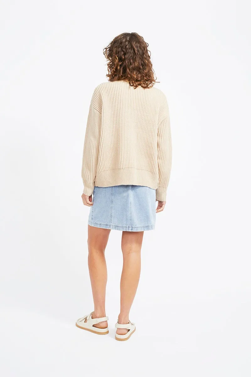 Staple - Oracle Rib Knit Jumper - Natural Marle