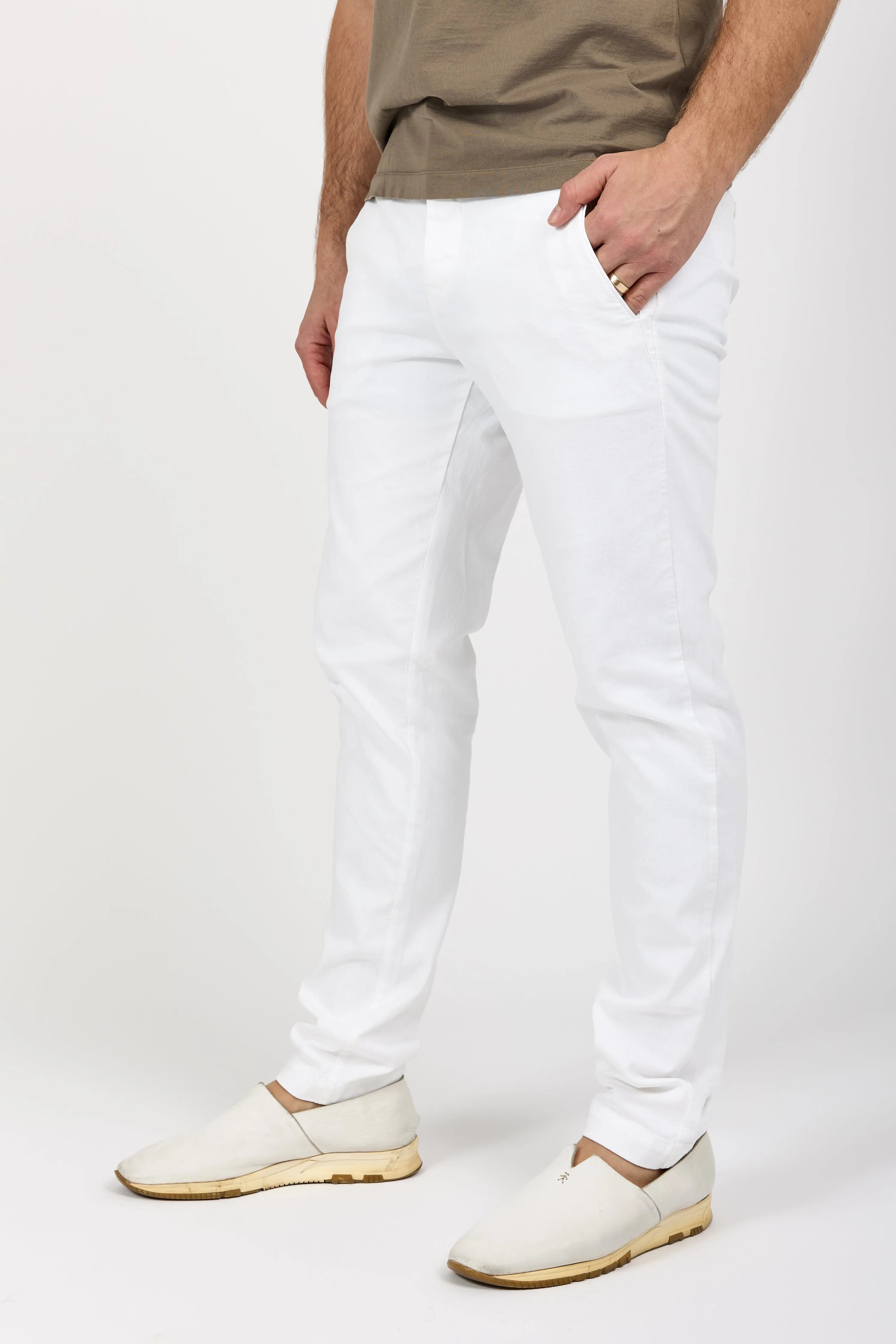 Stretch Cotton Chino Pant in Optical White