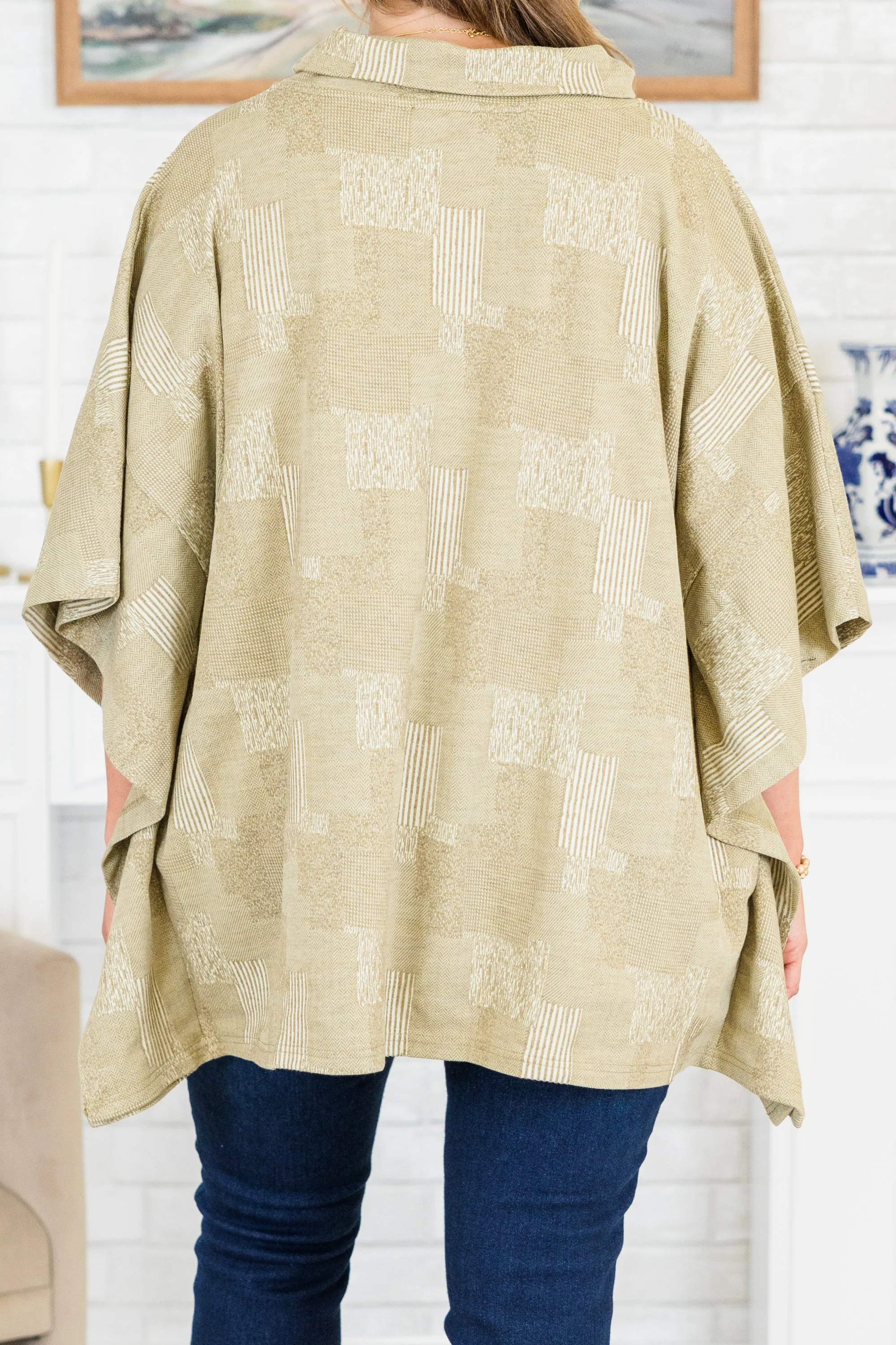 Sweater Weather Poncho, Taupe