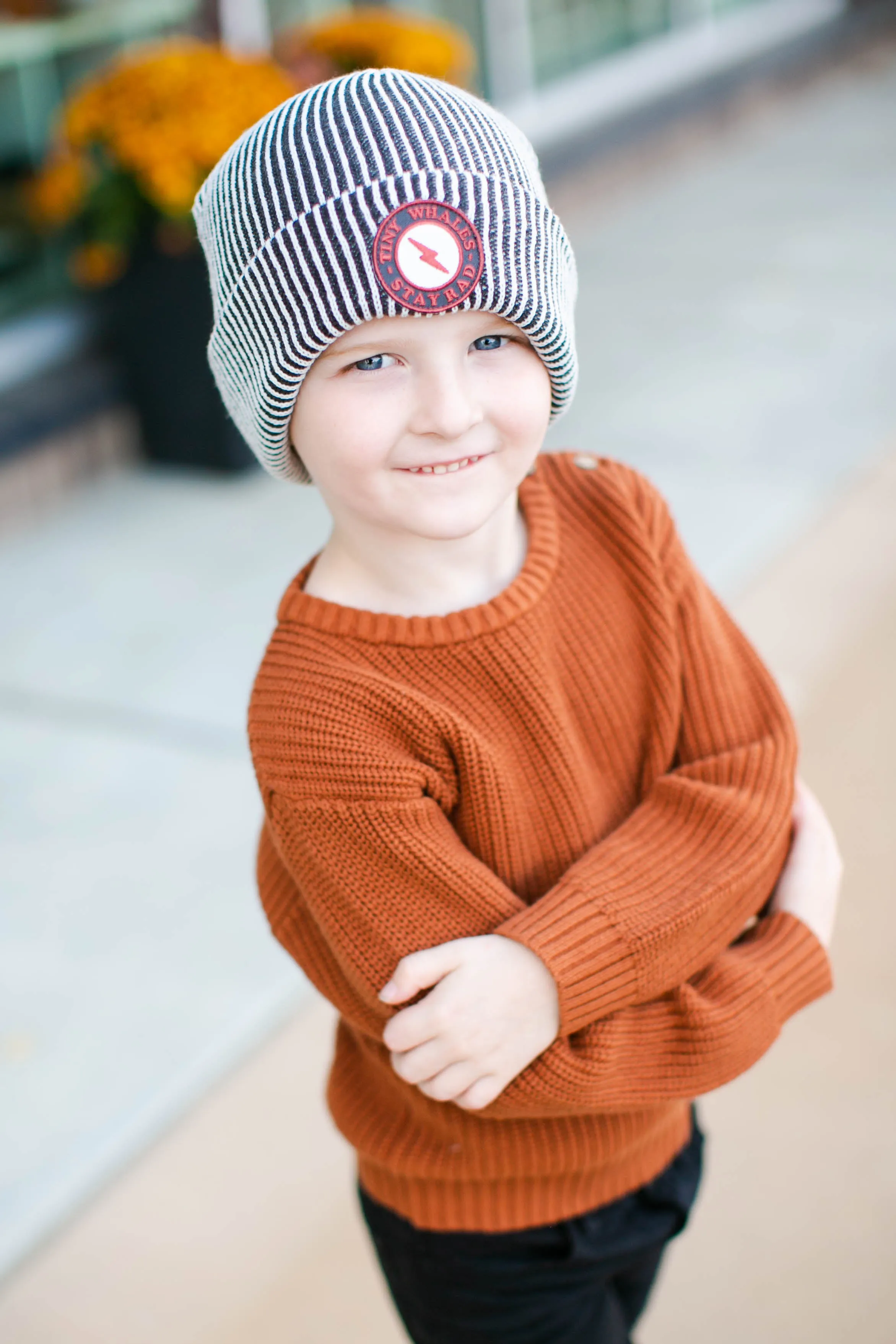 Tiny Whales - Bonfire Beanie in Natural/Black (Toddler)