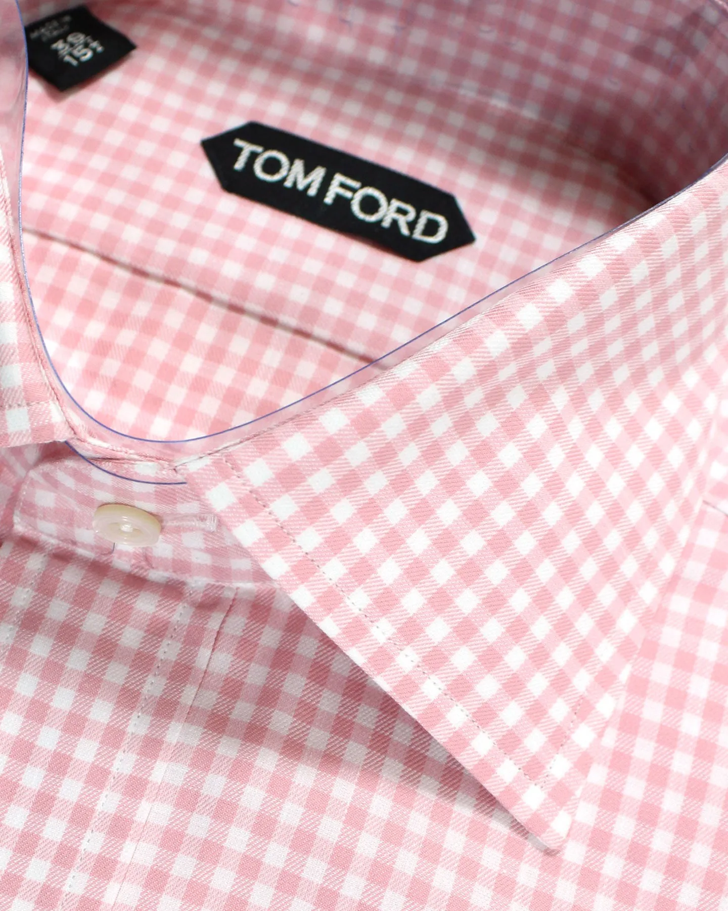 Tom Ford Shirt Pink Gingham Check - Modern Fit 39 - 15 1/2