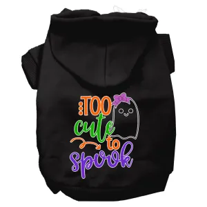 Too Cute To Spook-girly Ghost Screen Print Dog Hoodie Black Xs