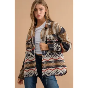 Tribal Aztec Button Down Shacket