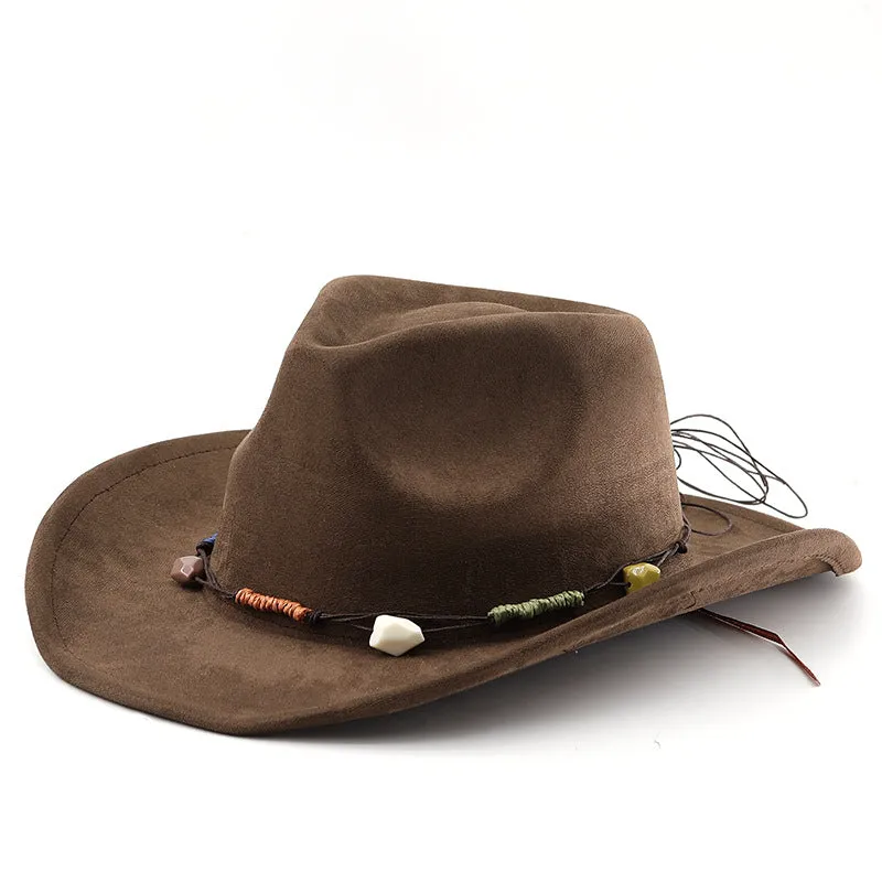 Unisex Fall Vintage Western Cowboy Woolen Sun Protection Wide Brim Hat