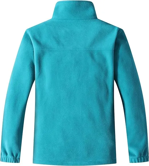 Wholesale Men's Full Zip Thermal Jackets With Pockets Soft Polar Fleece Coat - Cyan