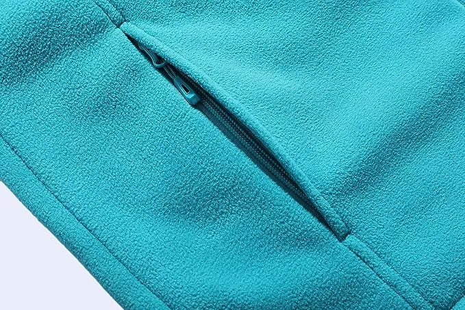 Wholesale Men's Full Zip Thermal Jackets With Pockets Soft Polar Fleece Coat - Cyan