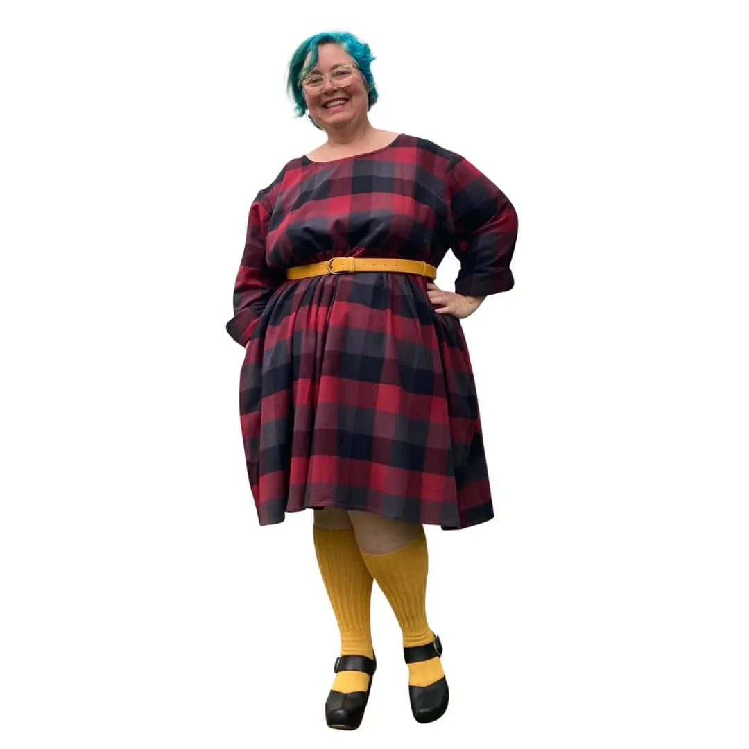 Winter Sally Plus Size Dress with Pockets | Red, Black & Grey Limited Edition