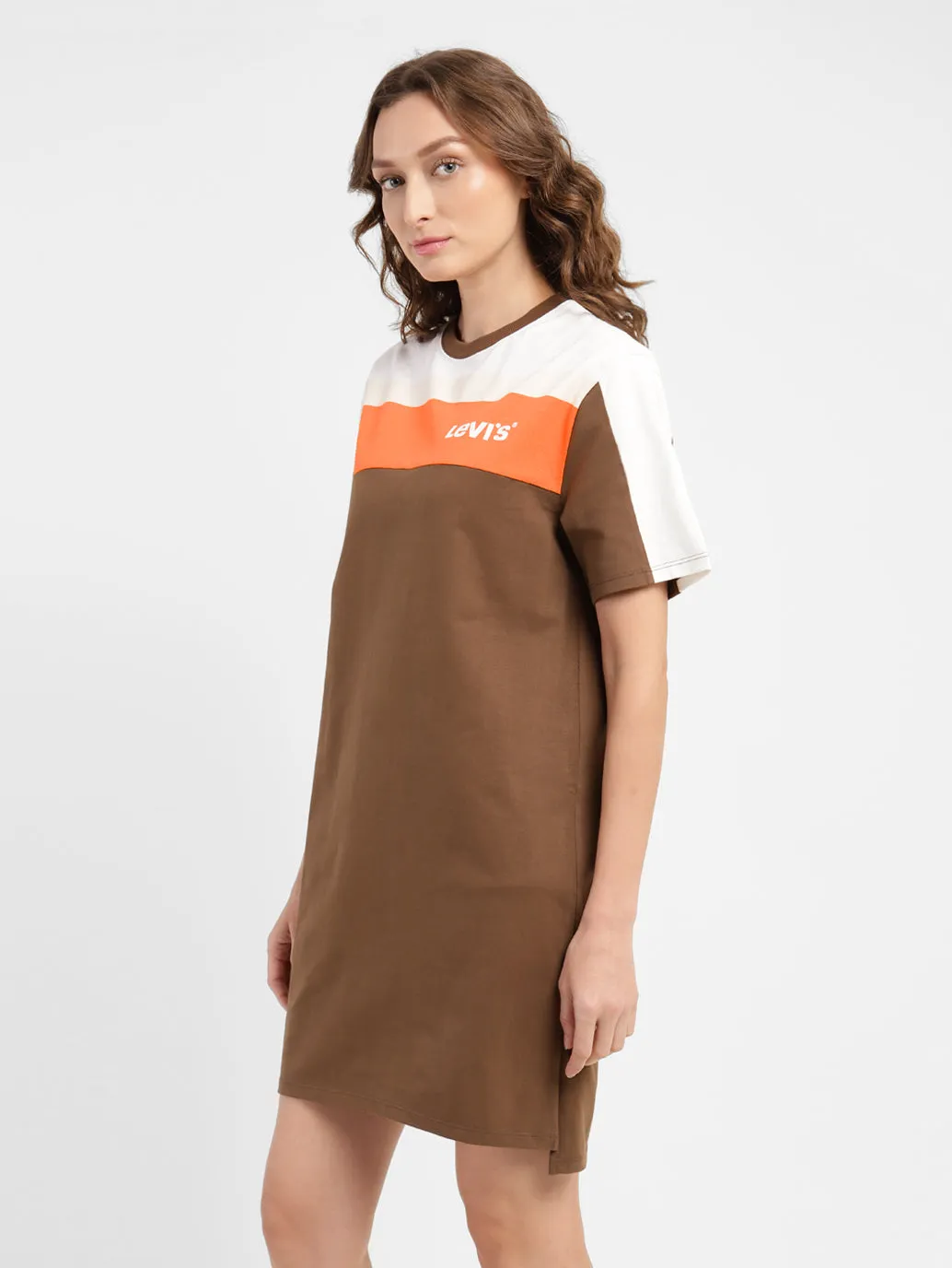 Women's Colorblock Round Neck Dress