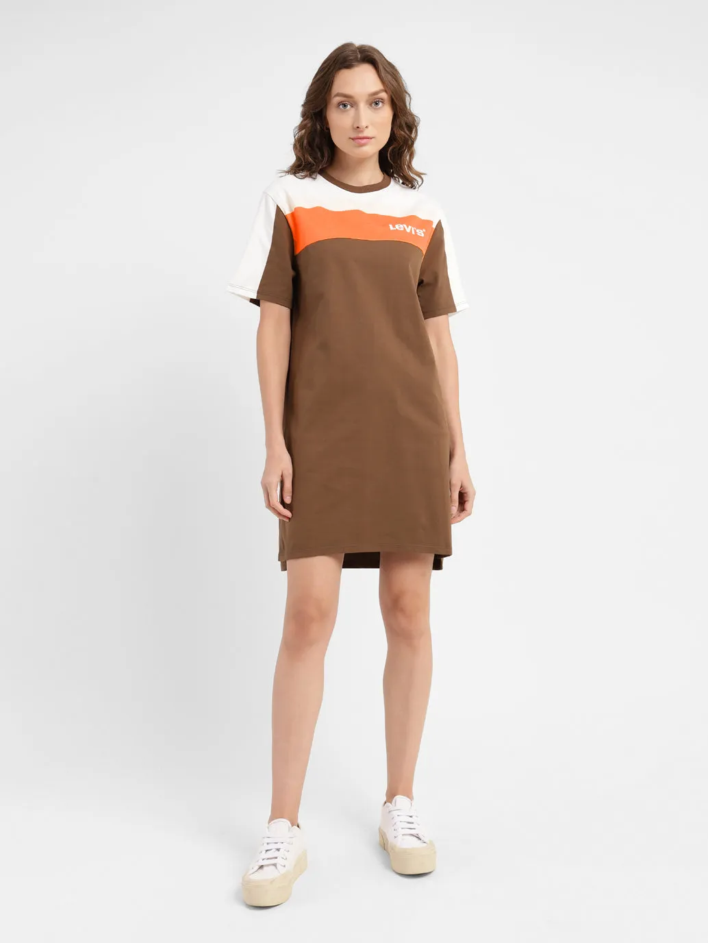 Women's Colorblock Round Neck Dress