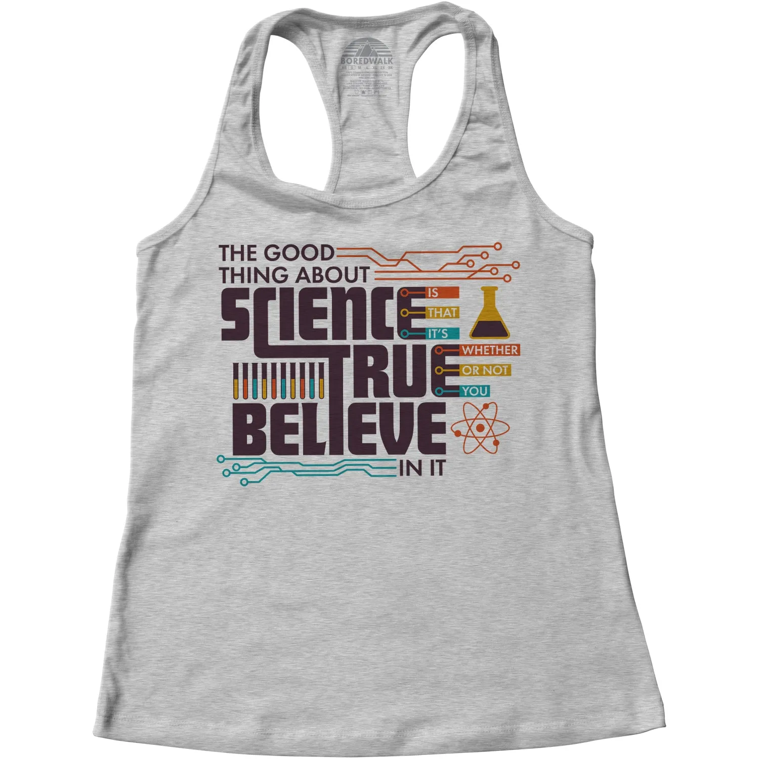 Women's The Good Thing About Science Is That It's True Racerback Tank Top