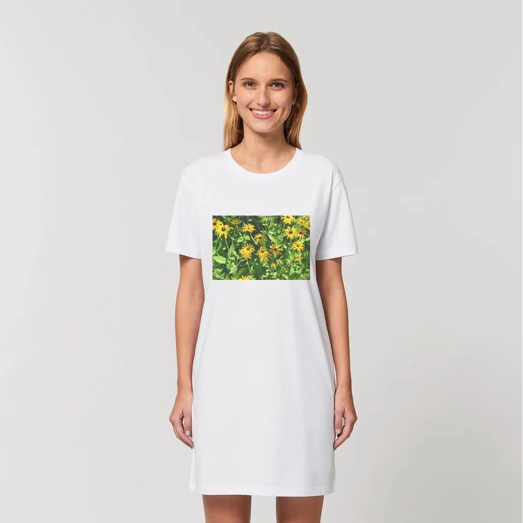 Yellow Flowers Organic T-Shirt Dress