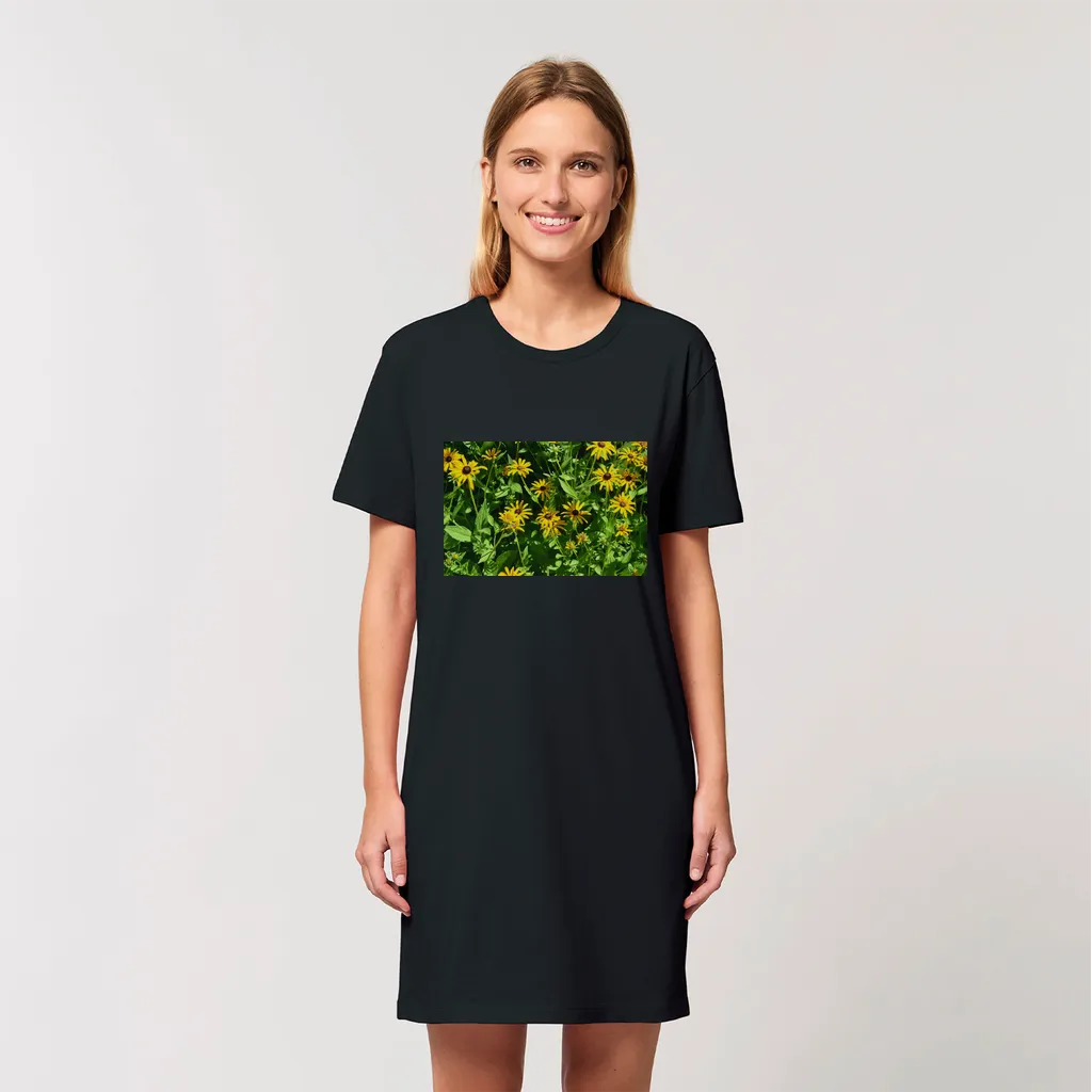 Yellow Flowers Organic T-Shirt Dress