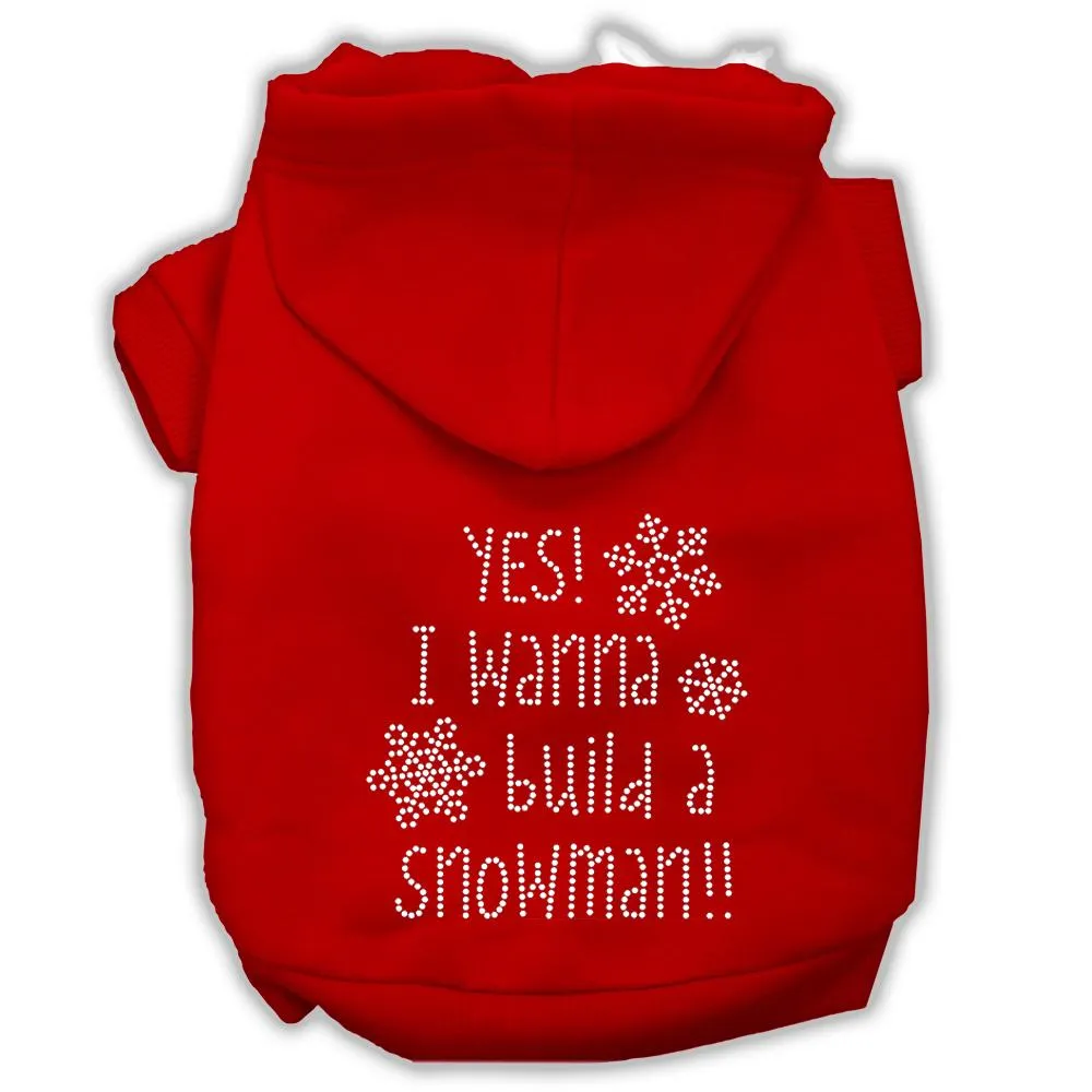 Yes! I Want To Build A Snowman Rhinestone Dog Hoodie Red Xxxl(20)