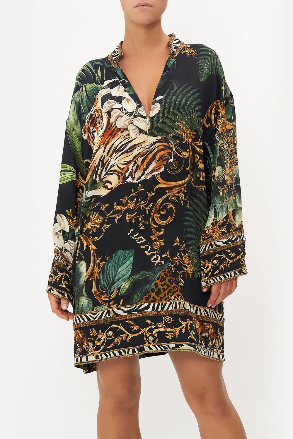 ZIP FRONT SHIRT DRESS EASY TIGER